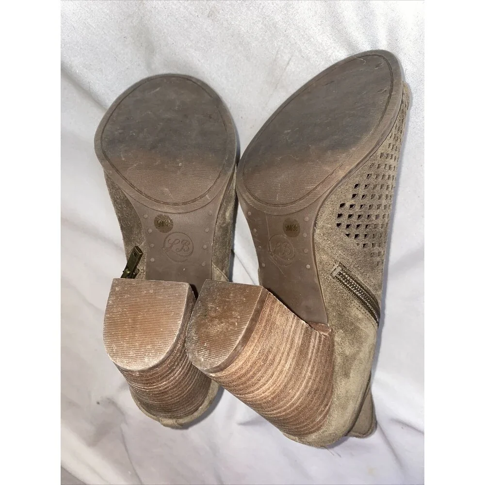 Lucky Brand Lakyn chunky leather open Toe Heel Bootie Ankle women 9 lagen boho
